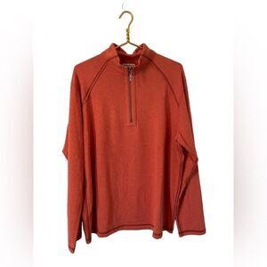 Tommy Bahama Burnt Orange Pullover, 3/4‎ Zip, Size XL